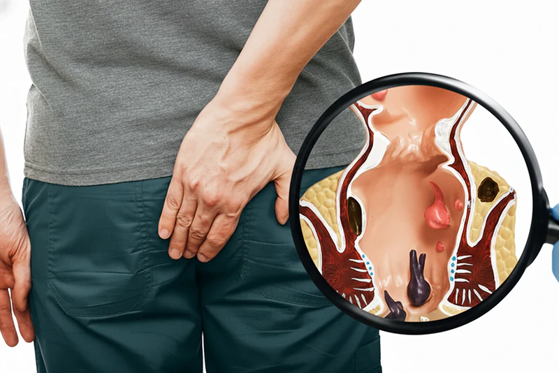 Illustration explaining piles and haemorrhoids